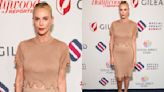 Charlize Theron Gives Tonal Nude Dressing Shimmering Finishes in Metallic Chloé Scolloped Set at Social Impact Summit