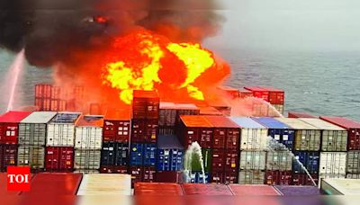 Blasts trigger fire in cargo ship off Goa coast | India News - Times of India
