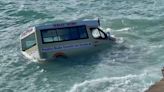 Dramatic moment ice cream van swept out to sea in Cornwall