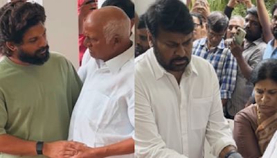 Allu Arjun and Chiranjeevi arrive to pay their last respects to Rajendra Prasad's daughter as she passes away after suffering heart attack: WATCH