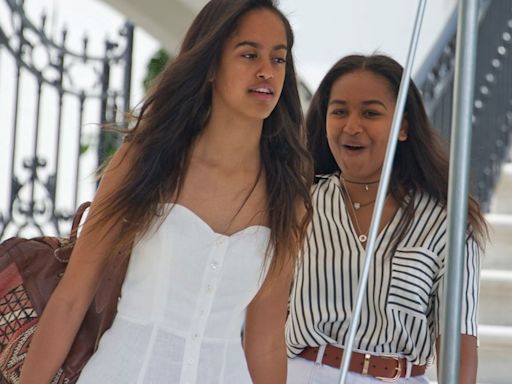 Malia Obama puts on very leggy display in minuscule skirt for night out with famous friends