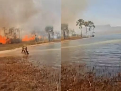 Lagoa da Serra, ponto turístico de Tocantins, é atingido por fogo e faz turistas deixarem local