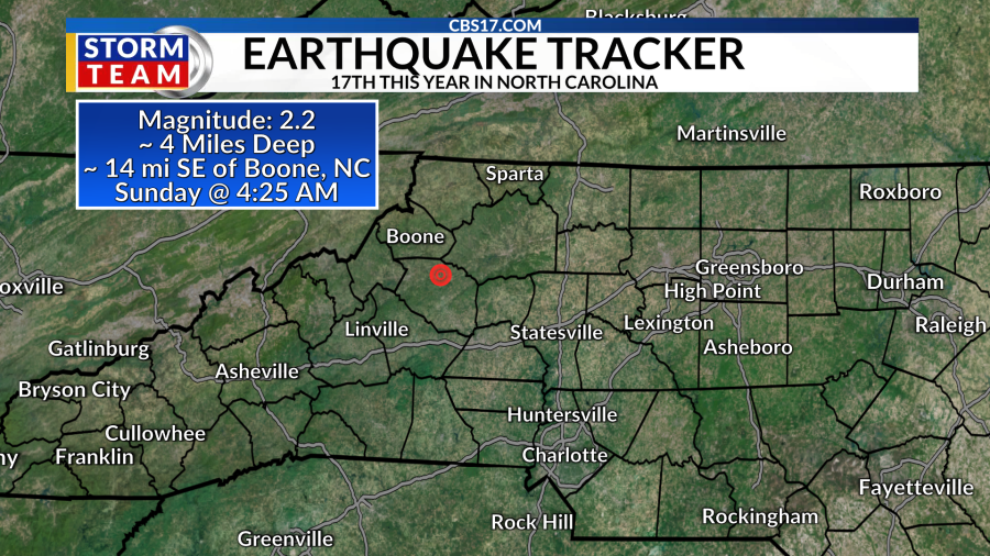 Small earthquake hits NC near Boone