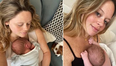 Emily Atack shares sweet photos with new baby while 'still in the Barney bubble'