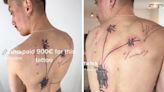 A tattoo artist divided viewers by saying a customer paid over $700 to get what appeared to be scribbles inked on his back