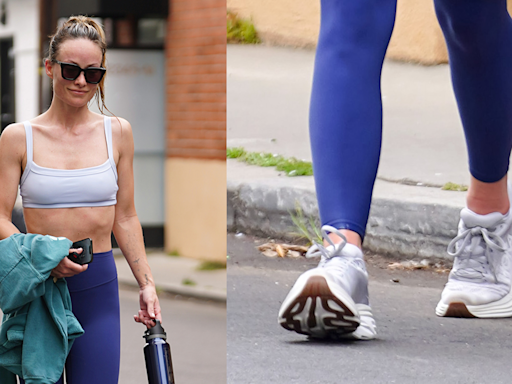 Olivia Wilde Dons Sporty Silhouette Wearing Hoka Sneakers for Workout