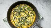 This frittata with greens and feta is a breakfast-for-dinner winner