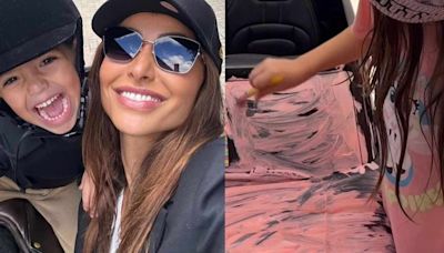 Sabrina Sato flagra a filha pintando seu carro: 'Amo rosa'