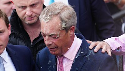 Nigel Farage live: Two arrested after Reform leader has milkshake thrown at him in Clacton