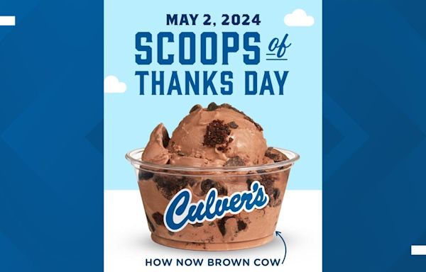 Culver's restaurants hosting 10th 'Scoops of Thanks Day' on May 2