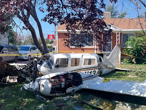 Video shows small plane crashing into front yard of Utah home with family inside