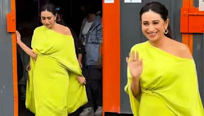 Karisma Kapoor serves party wear inspiration in neon asymmetrical gown worth Rs 1,29,548