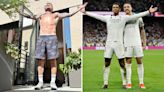Ripped David Beckham bizarrely strips off to mimic Jude Bellingham's celebration
