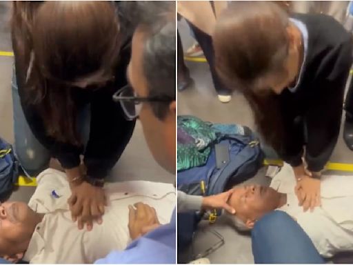 Heroic! Elderly Man Suffers Heart Attack, Collapses At Delhi Airport; Woman Doctor Rescues By Giving Timely CPR (VIDEO)