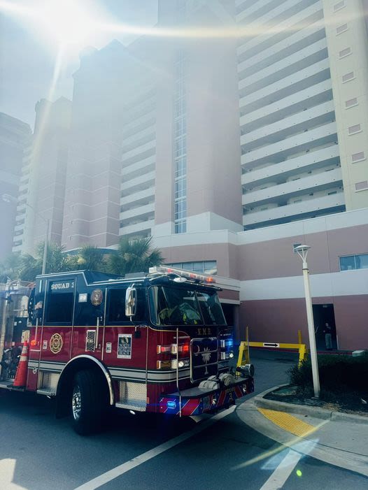 Alarm at North Myrtle Beach high rise resort leads to water damage; unrelated transformer ‘fireball’ on scene