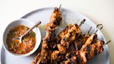 For juicier Turkish grilled chicken skewers, think strips not chunks