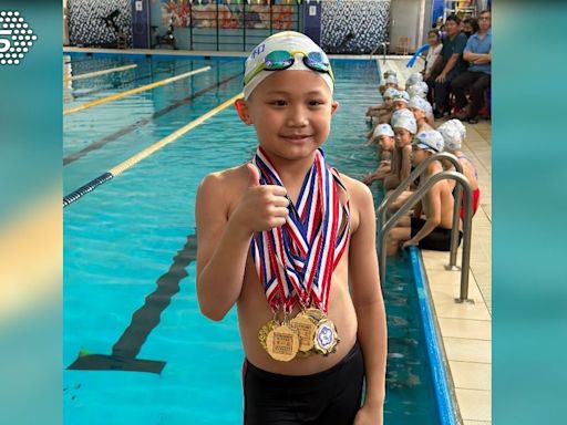 六破大會紀錄 泰和國小曾仲寬 參加全國小學游泳錦標賽 7金1銀