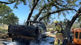Arde camioneta en Napa y bomberos evitan que fuego se extienda entre árboles