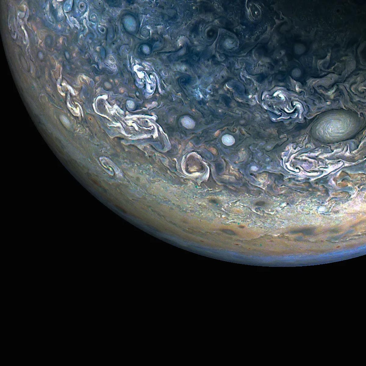 Breathtaking Majesty: NASA’s Juno Captures Jupiter’s Colorful Chaos in Stunning Detail