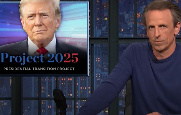 Seth Meyers calls out Trump’s ‘flagrant lie’ that he doesn’t know anything about Project 2025