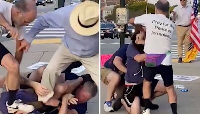 Man wearing pro-Palestine pin shot after tackling pro-Israel protester in Massachusetts