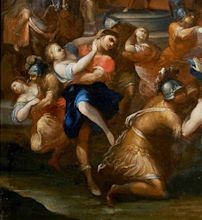 Mitologia, Allegrini 17th Century Oil on Canvas the Rape of Sabines ...