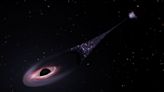 Runaway supermassive black hole is hurtling through space followed by tail of infant stars (video)