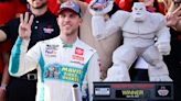 Denny Hamlin holds off Kyle Larson late to win NASCAR Cup race at Dover Motor Speedway