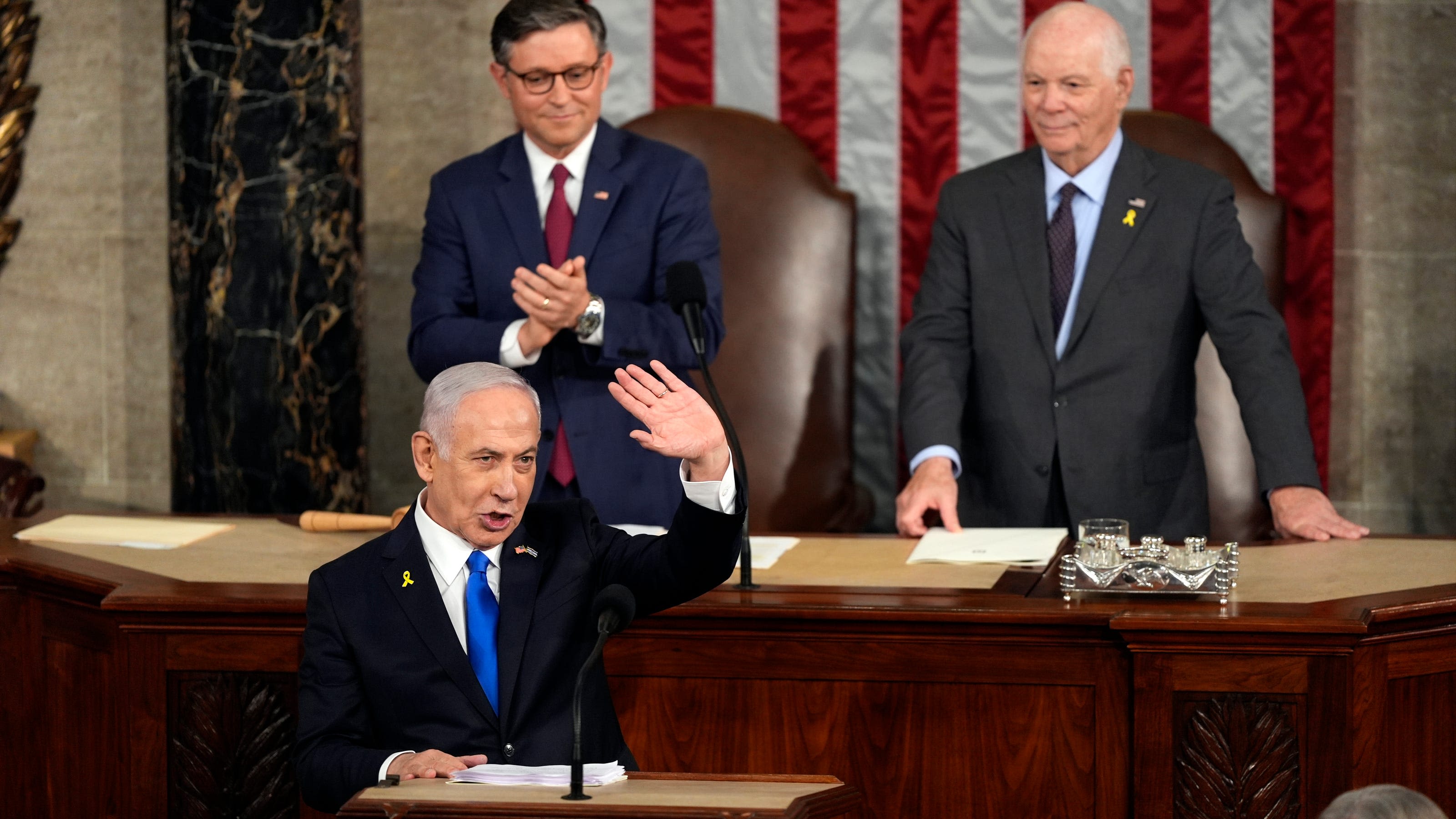 In fiery speech to Congress, Netanyahu seeks support for war in Gaza, sparking large protests