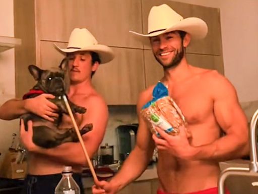 Chace Crawford and Miles Teller Dance Shirtless with Cowboy Hats in New TikTok Video