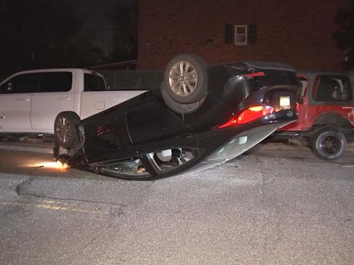 Video shows stolen car flipped onto its roof after crash in Philadelphia; 6 kids arrested