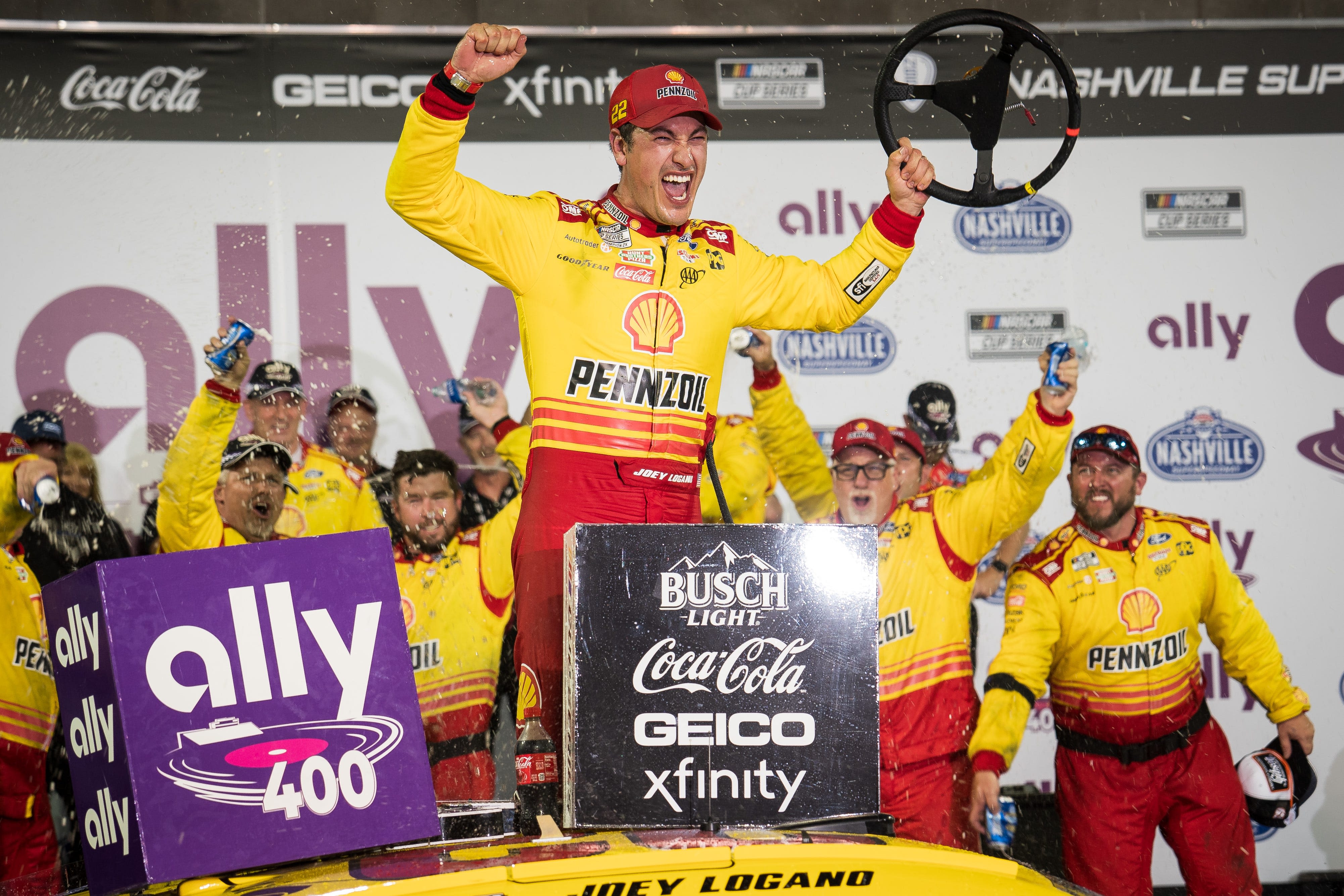 NASCAR recap: Joey Logano wins chaotic Nashville race in five overtimes