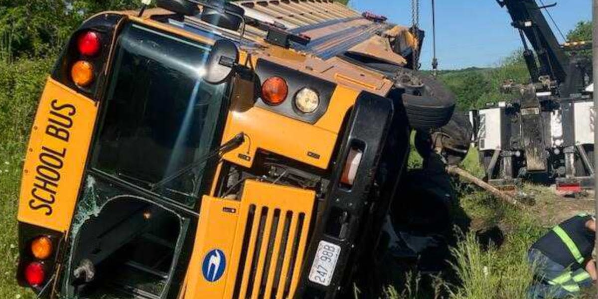 School bus involved in crash with semi near Halltown, Mo.