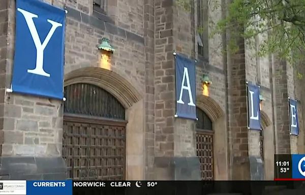 Protestors gather outside Yale University president’s home