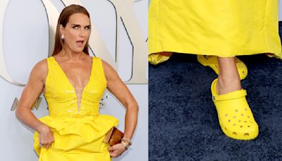 Brooke Shields Makes a Statement in Yellow Crocs on Tony Awards 2024 Red Carpet