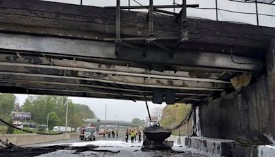 Traffic snarled as workers begin removing bridge over I-95 following truck fire in Connecticut - The Boston Globe