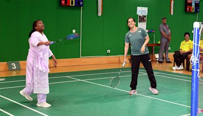 President Murmu Plays Badminton With Saina