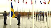 Sweden flag raised at Nato headquarters to cement place as 32nd alliance member