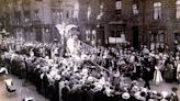 Crowds gather in Keighley to celebrate peace after the First World War