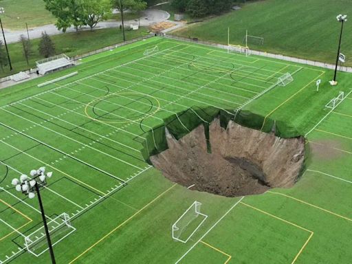 Alarming Video Shows Sinkhole Devouring Sports Field