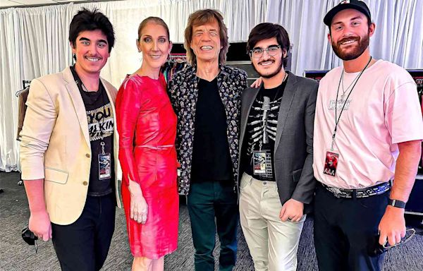 Céline Dion Poses with Mick Jagger and Her Sons at Rolling Stones' Las Vegas Gig: 'You Got Us Rocking!'