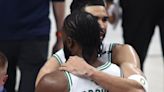 Jayson Tatum and Jaylen Brown discuss their embrace after going up 3-0 in NBA Finals