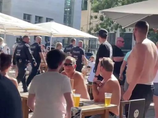 Watch as England fans chant ‘we want our ball back’ after Germans confiscate it