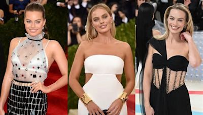All of Margot Robbie’s Met Gala Dresses: Custom Prada, Floor-length Calvin Klein and More