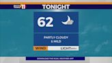 Mild temperatures Thursday night with partly cloudy skies