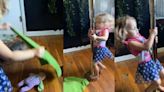 Mom Who Does Pole Dancing Shares Video Of Her Toddler Covering Up Her Baby Doll Before Practicing On The Pole...