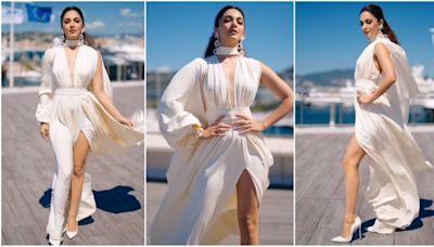 Cannes 2024: Kiara Advani looks like a dream in ethereal ivory satin gown paired with trendy pearl bow earrings. Watch
