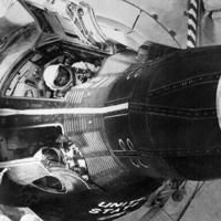 ... L. Gordon Cooper and Pilot Charles M. "Pete" Conrad inside a capsule during a training session of the Gemini V mission