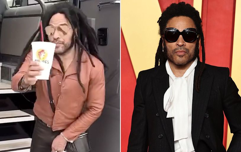Lenny Kravitz Struts Through Buc-ee's Meeting Fans and Trying Food in Head-to-Toe Leather Outfit