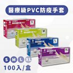 【三花】醫療級PVC拋棄式手套 (100入/盒) X2盒